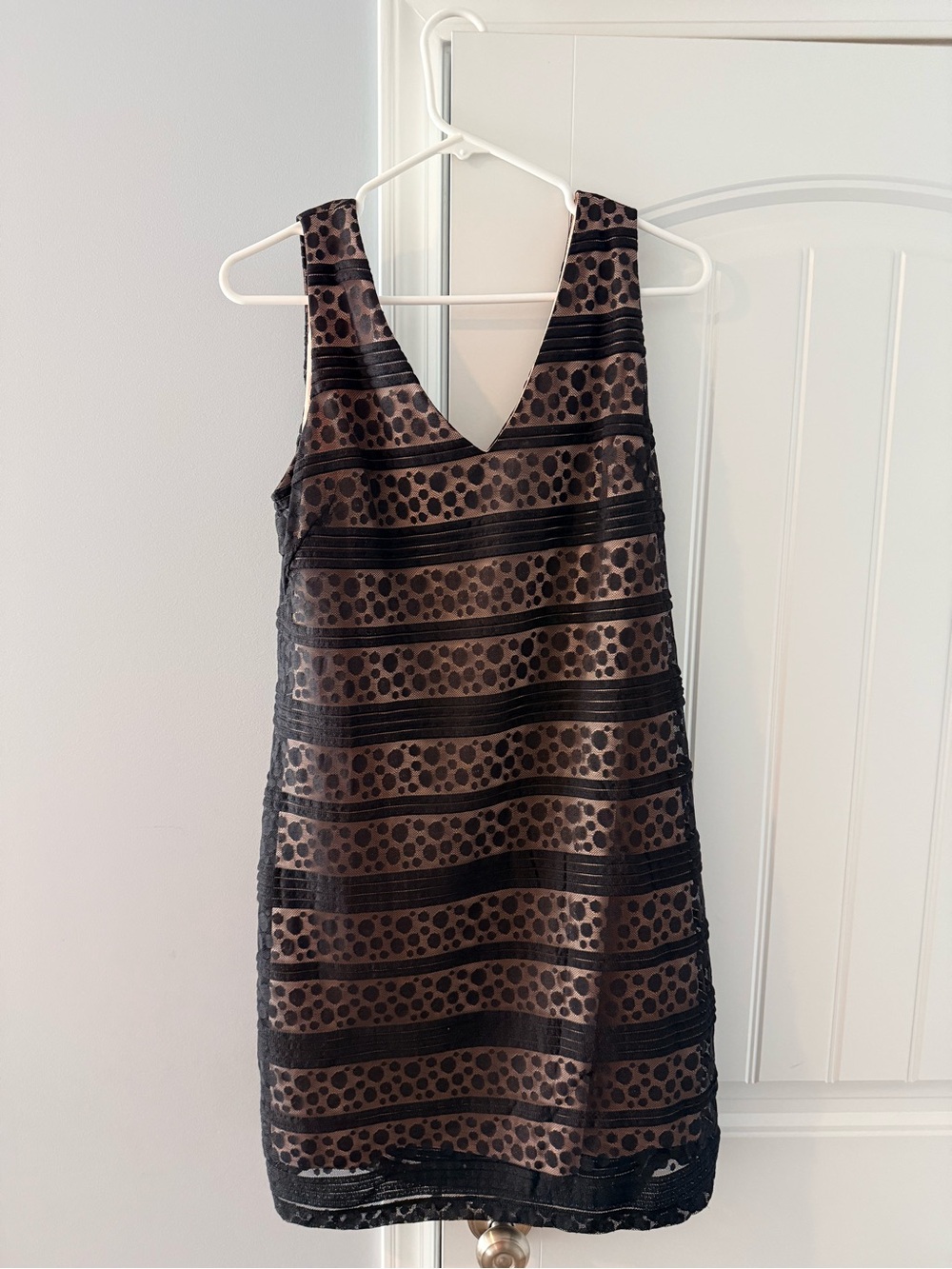 Scarlett Brown and Black Polka-Stripe Mini Dress